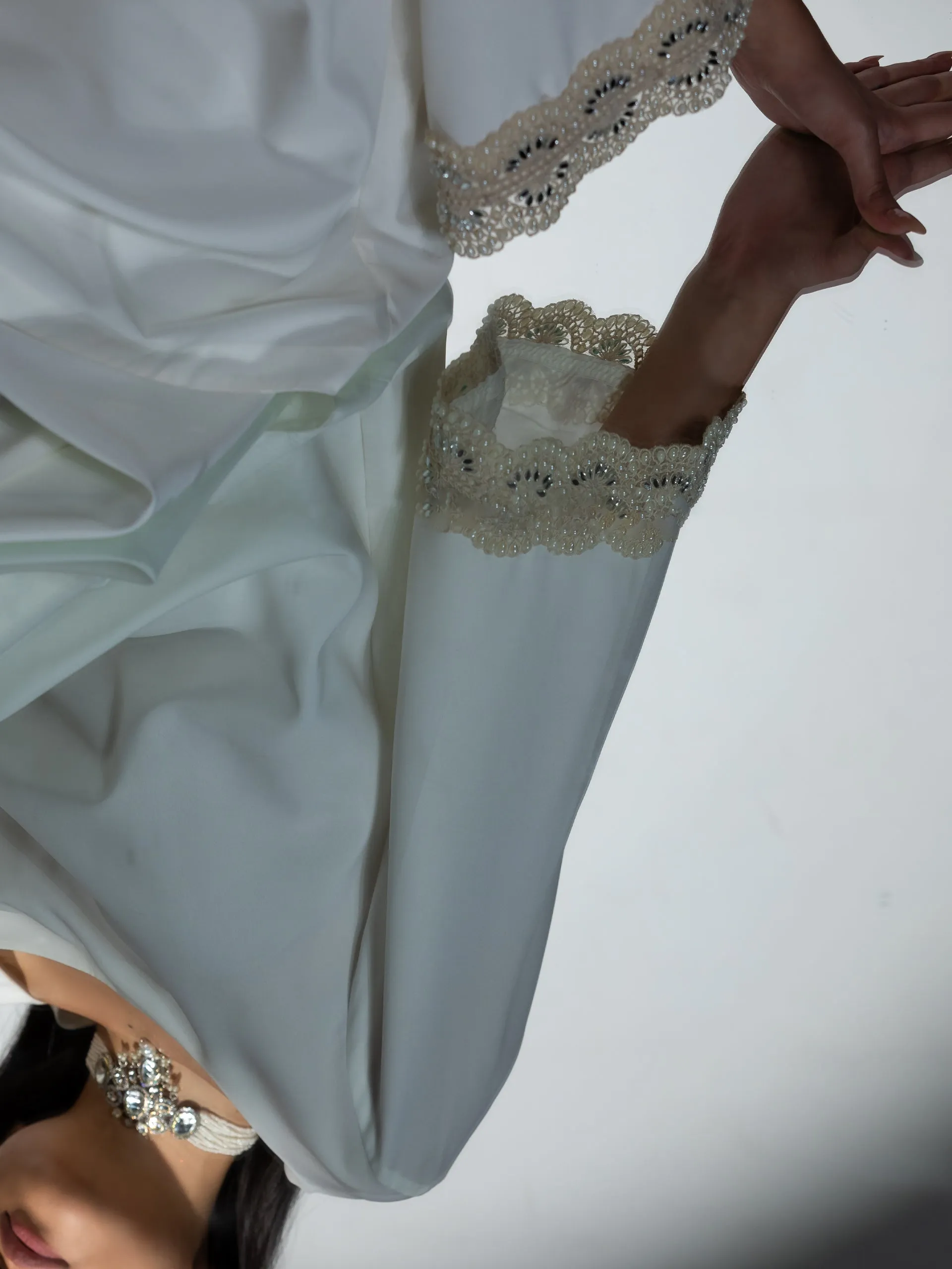 2 Piece Set | Pearl Cream Crepe Coordinate with Dhoti Pants