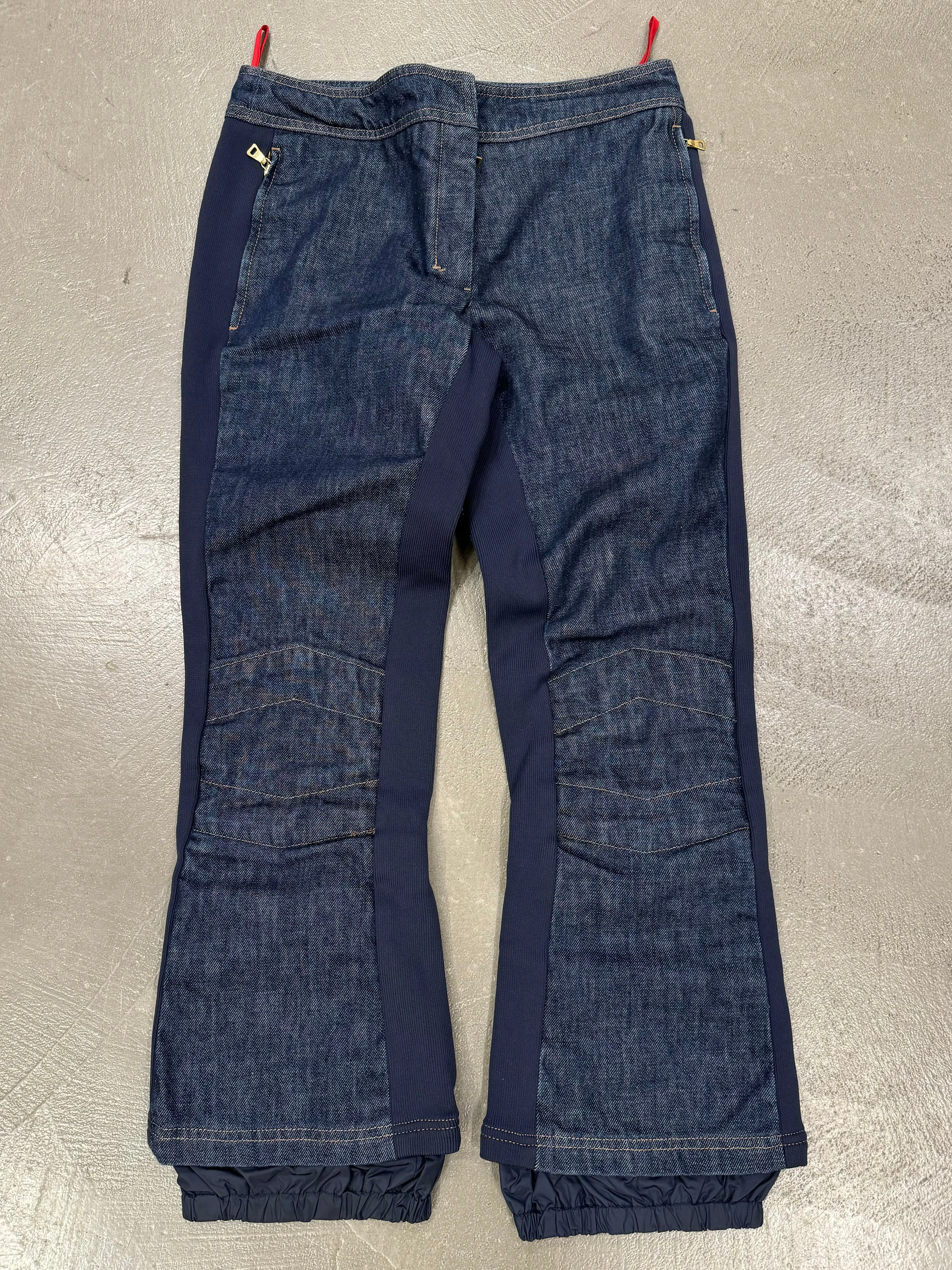 2000s Prada double layer denim/Nylon flared pants