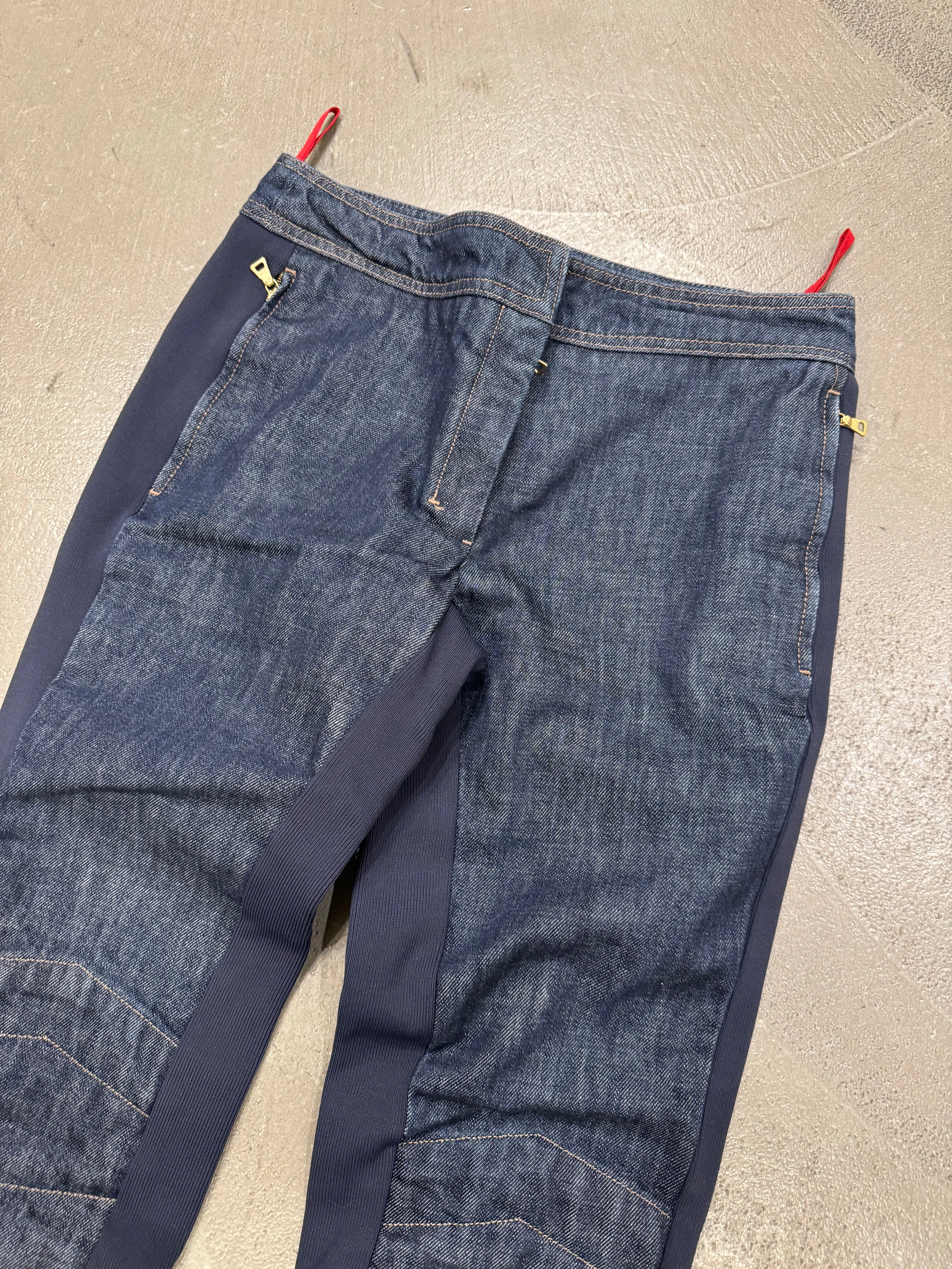 2000s Prada double layer denim/Nylon flared pants