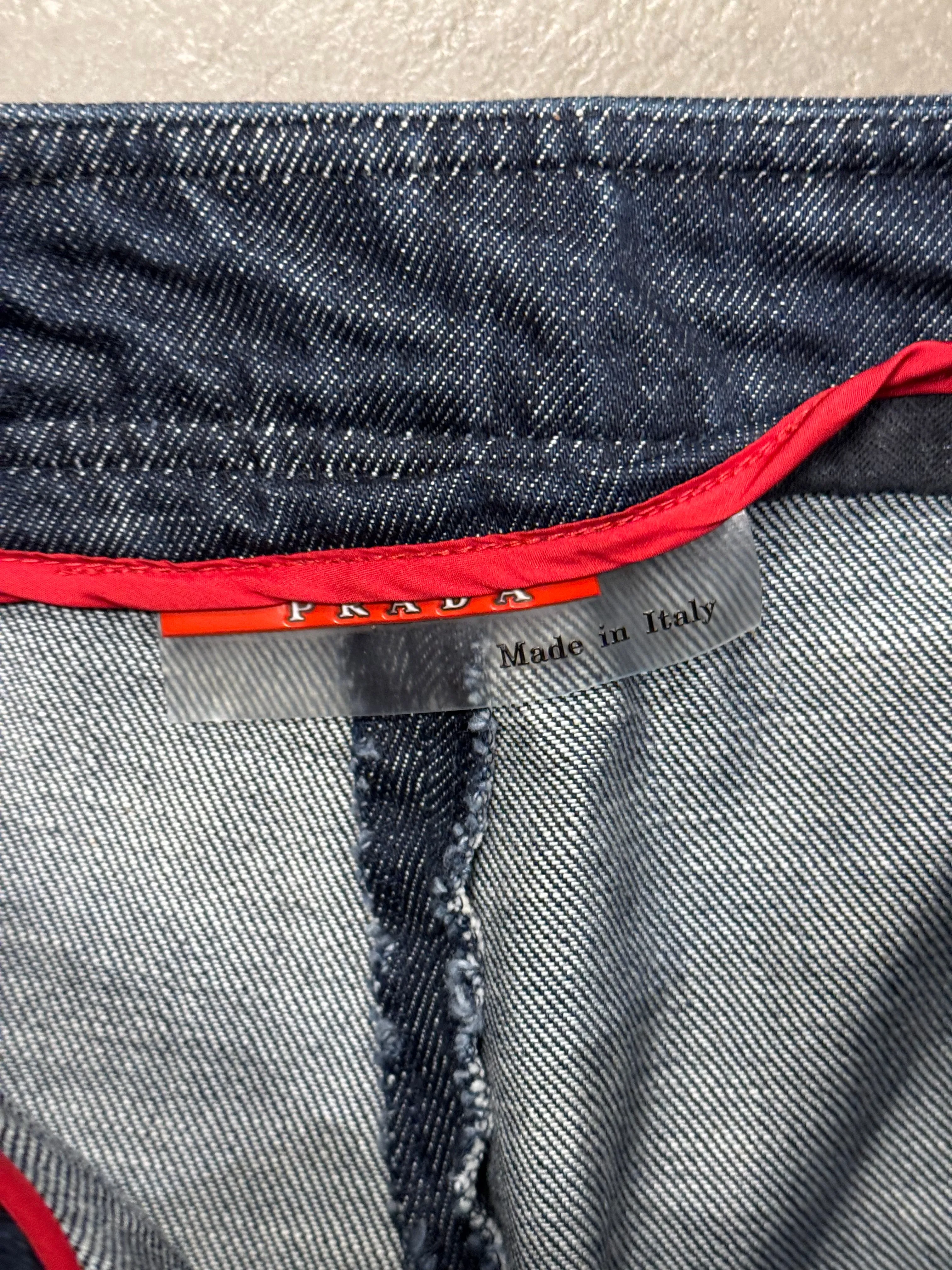 2000s Prada double layer denim/Nylon flared pants