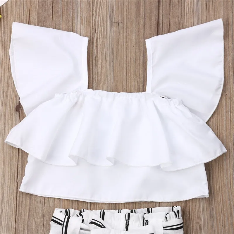 2pc Baby and Toddlers Crop Top and Striped Flared Pants