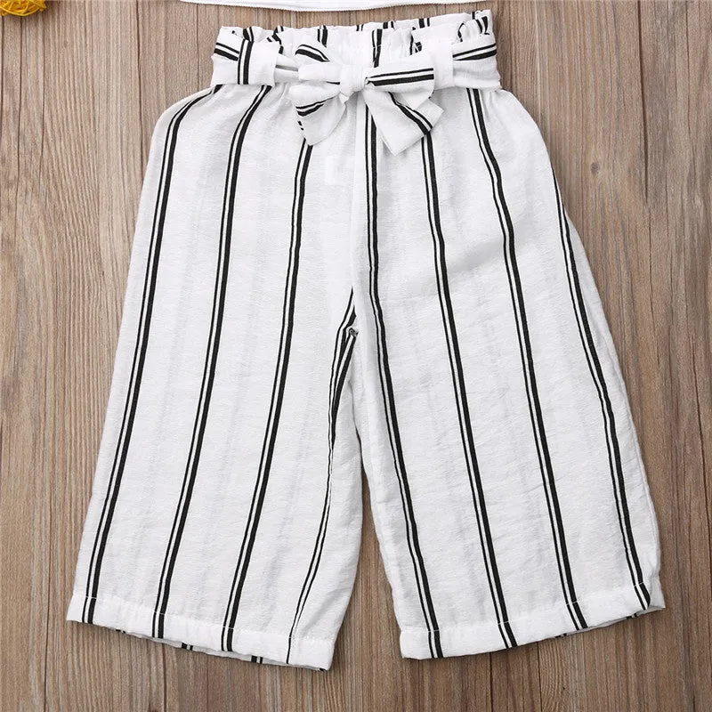 2pc Baby and Toddlers Crop Top and Striped Flared Pants