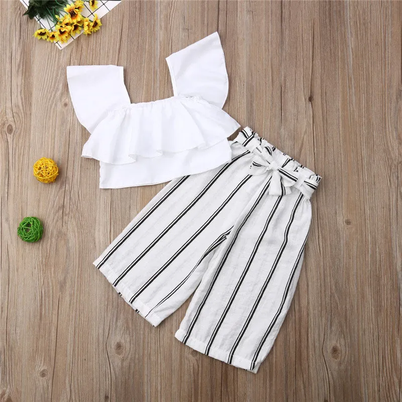 2pc Baby and Toddlers Crop Top and Striped Flared Pants