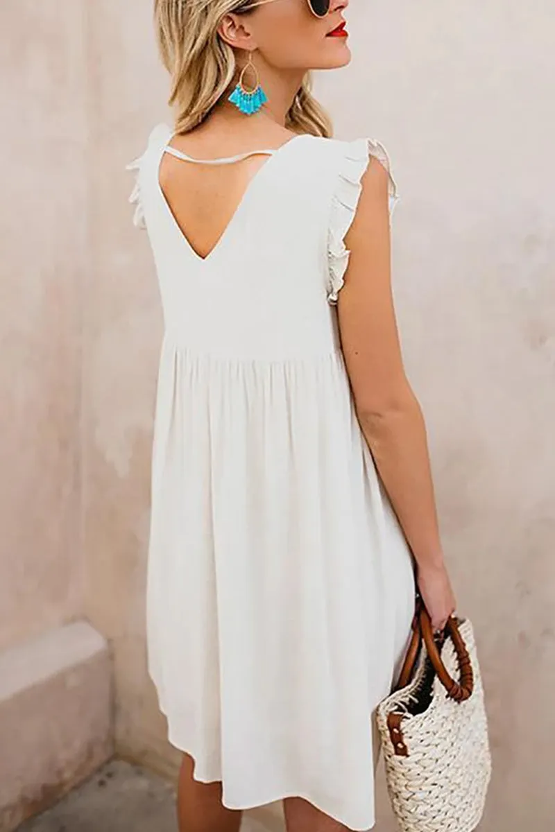 A-line Sleeveless Ruffled Mini Dress