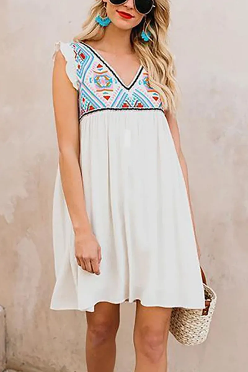 A-line Sleeveless Ruffled Mini Dress