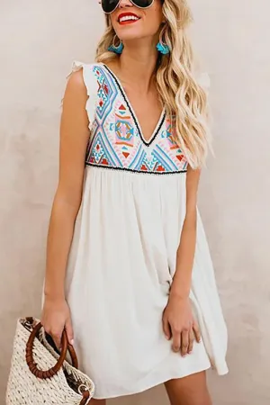 A-line Sleeveless Ruffled Mini Dress