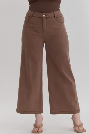 Acid wash high waisted wide leg pants
