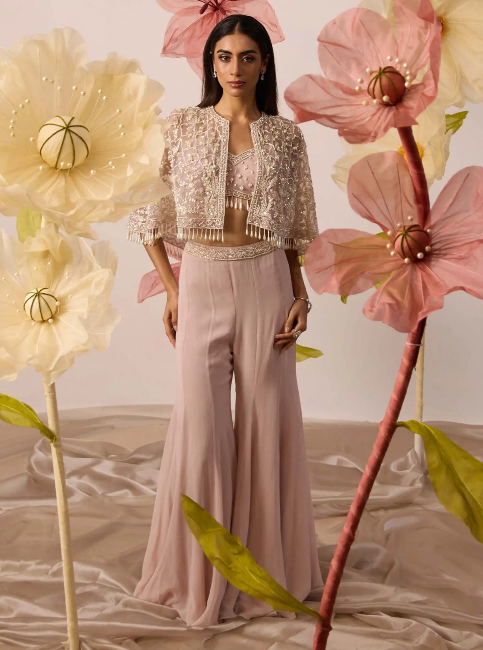 Aconite pink cape and pant set