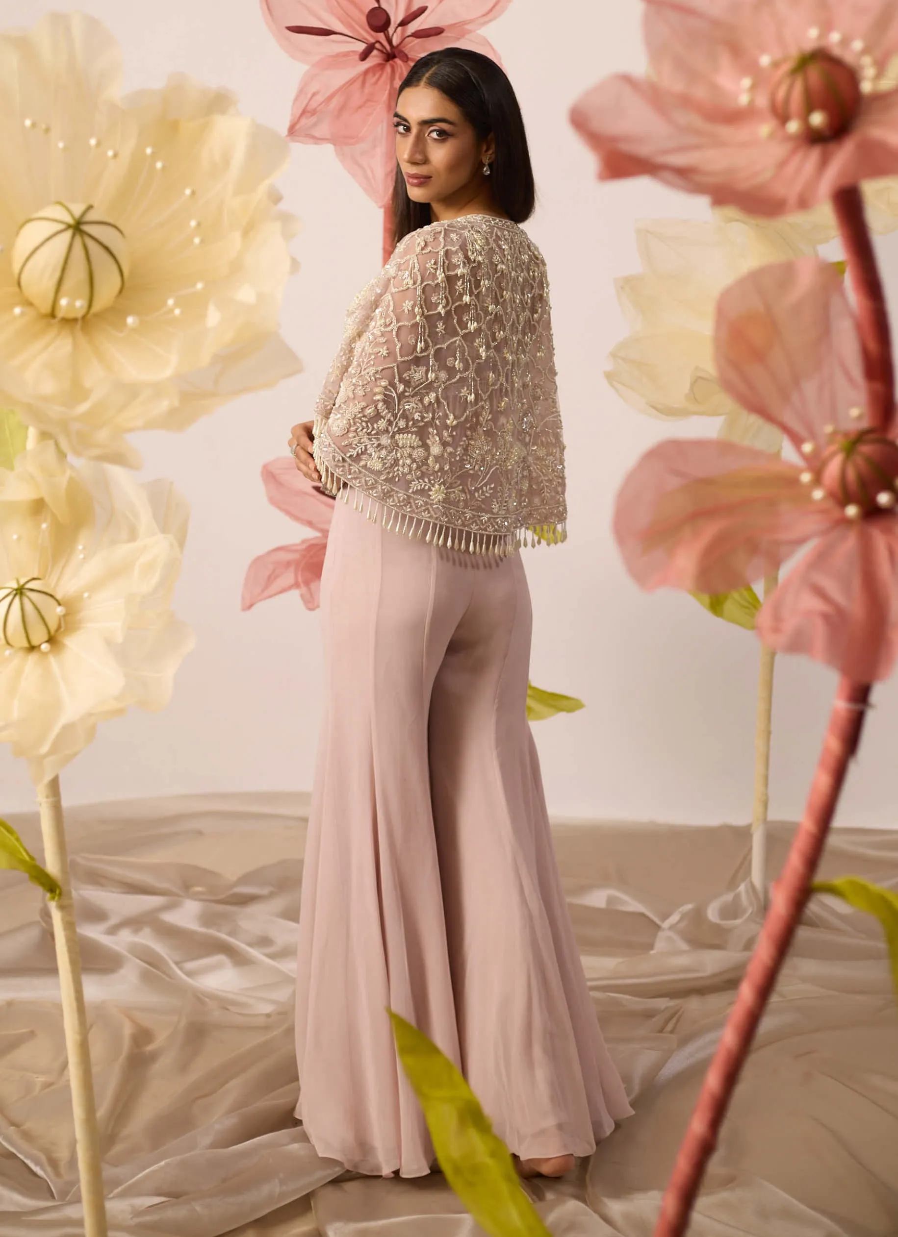 Aconite pink cape and pant set
