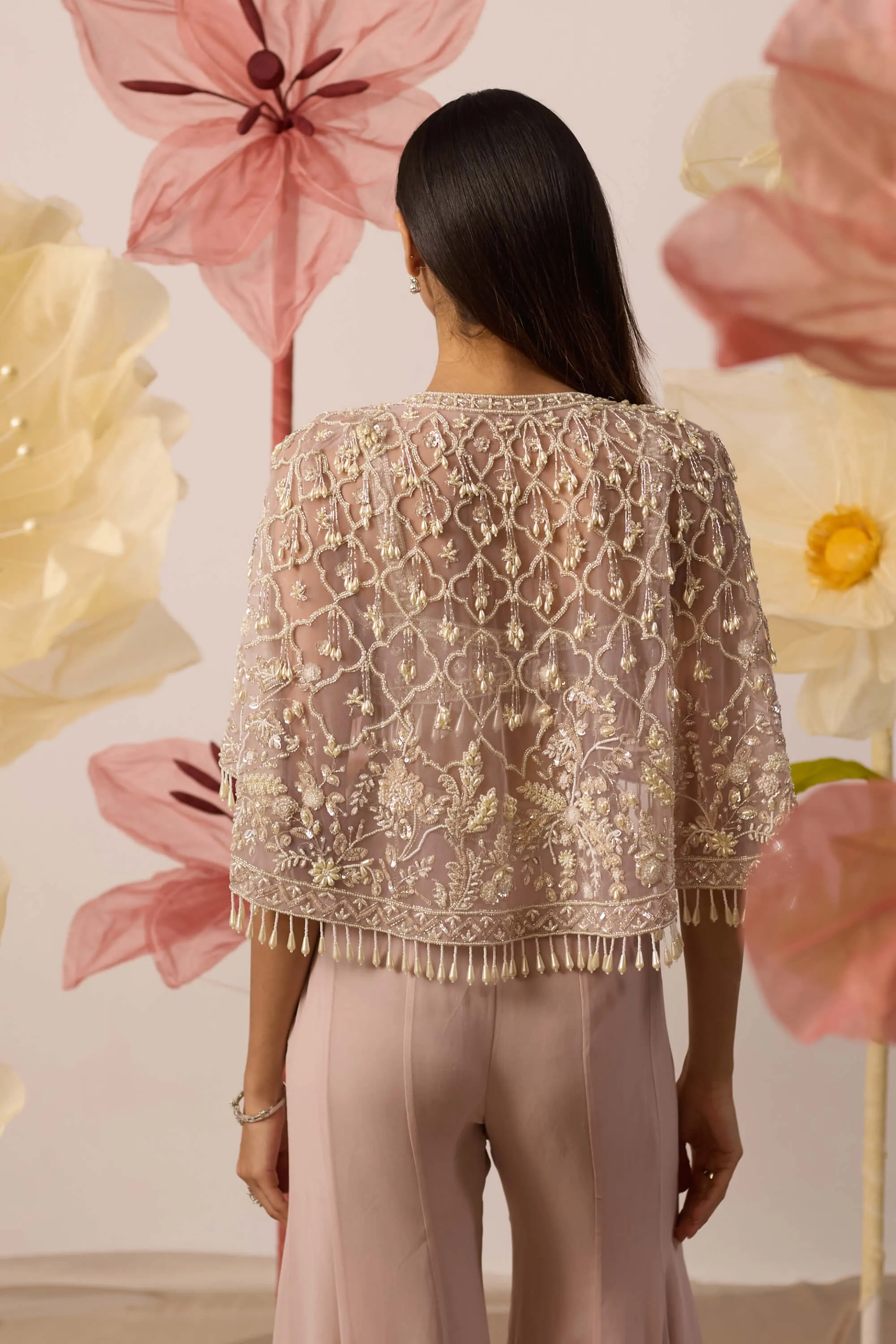 Aconite pink cape and pant set