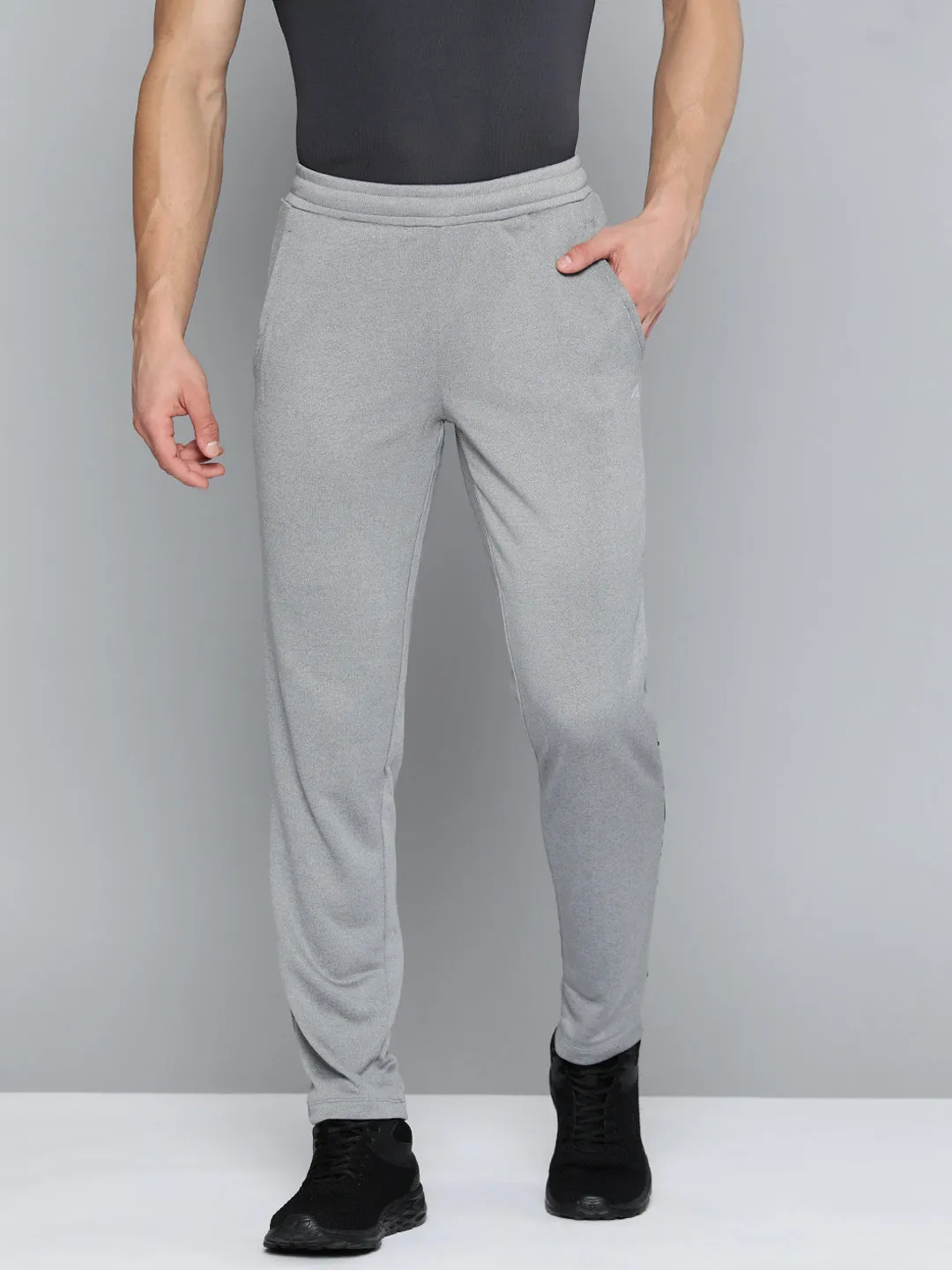 Alcis Men Grey Melange Solid Track Pants