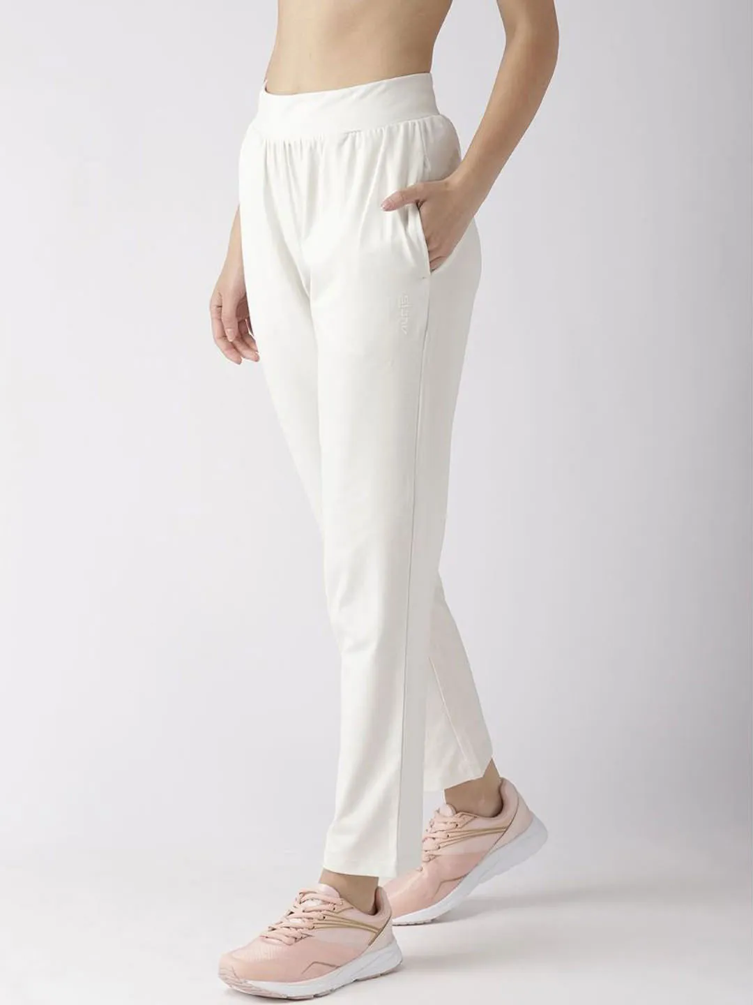 Alcis Women Solid Off-White Track Pants