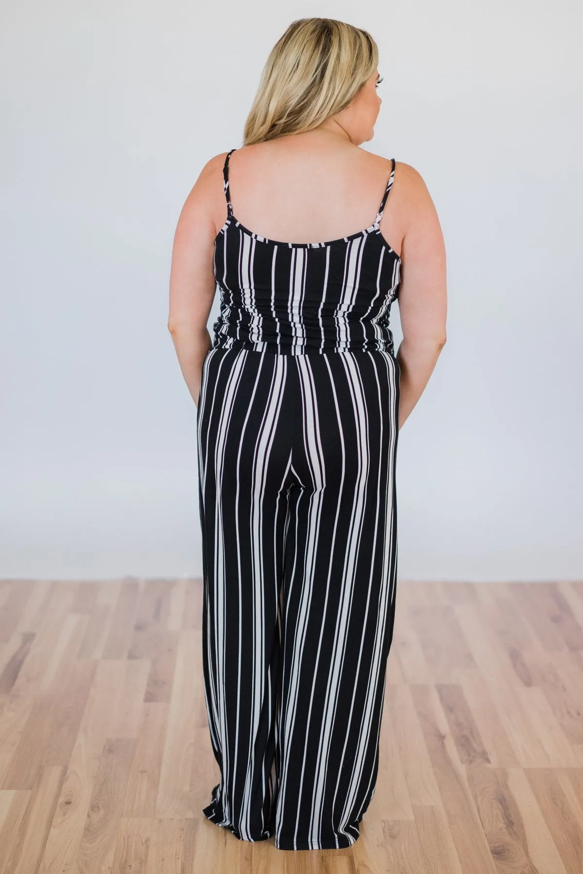 All Stripes On You Jumpsuit- Black