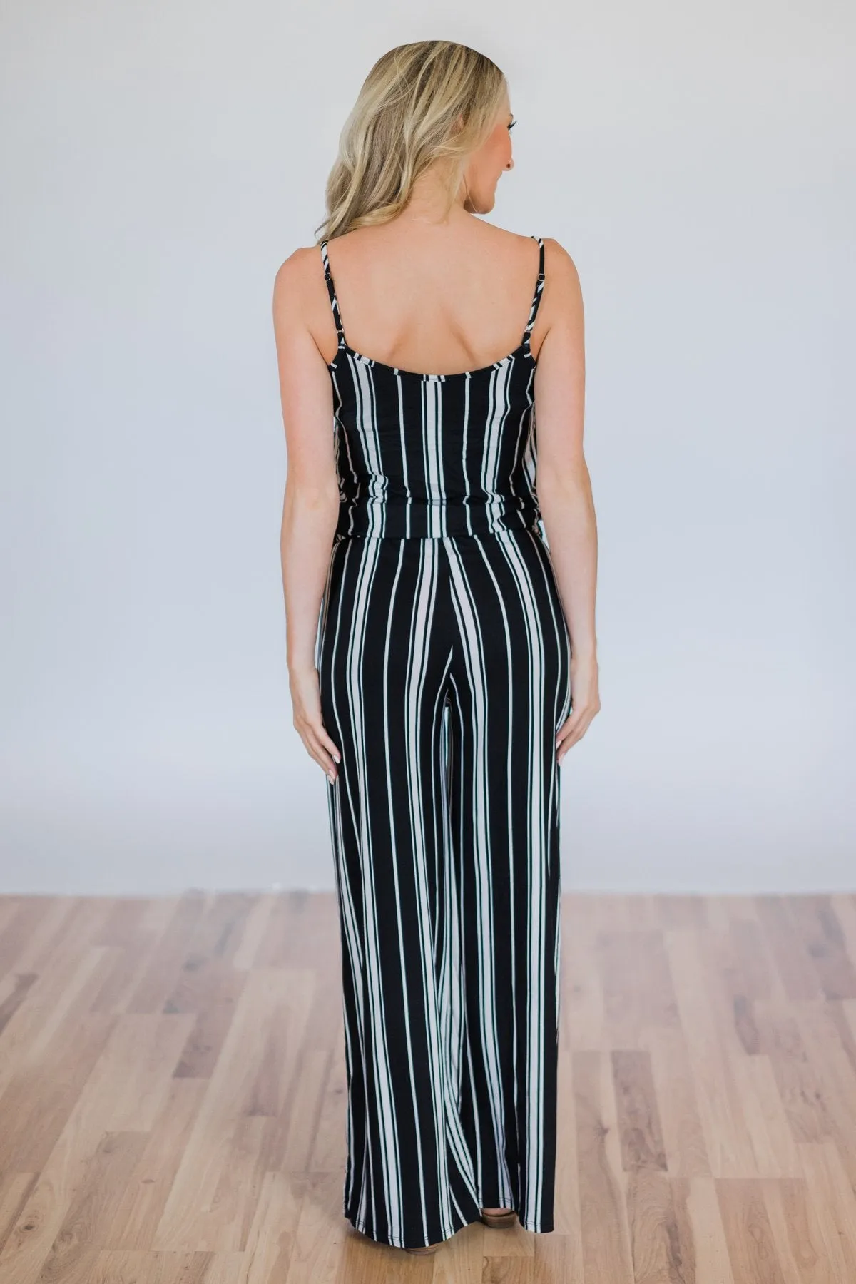 All Stripes On You Jumpsuit- Black