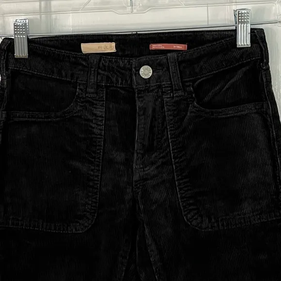Anthropologie Pilcro Icon Flare Corduroy Pants Jeans Lowrise Black Size 24T New