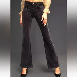 Anthropologie Pilcro Icon Flare Corduroy Pants Jeans Lowrise Black Size 24T New