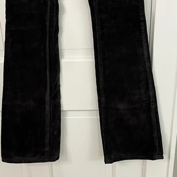 Anthropologie Pilcro Icon Flare Corduroy Pants Jeans Lowrise Black Size 24T New