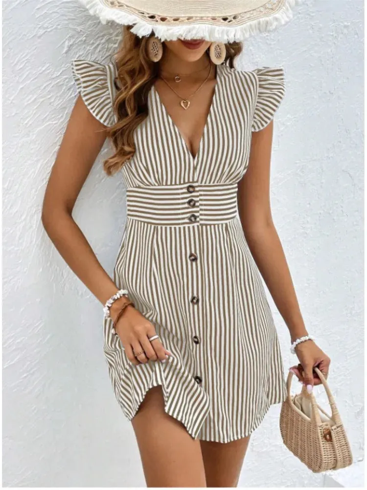 Anya | Striped Ruffled Dress