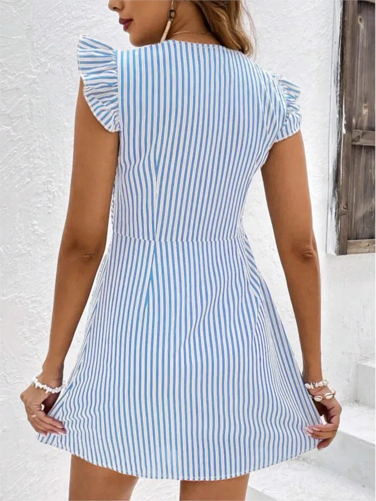 Anya | Striped Ruffled Dress