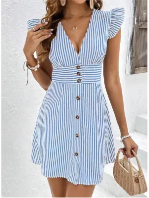Anya | Striped Ruffled Dress