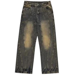 Architectural Acid Straight-Cut Denim Jeans