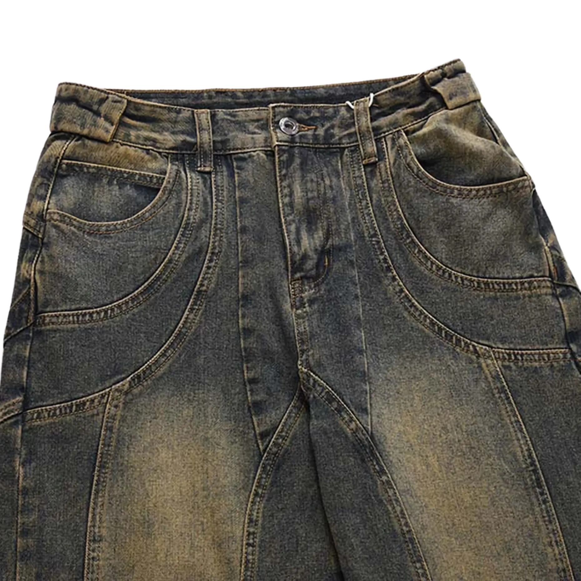 Architectural Acid Straight-Cut Denim Jeans