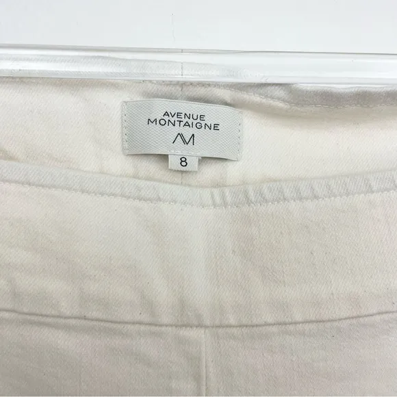 Avenue Montaigne Leo Crop Flare Pant in White Denim