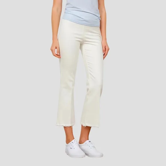 Avenue Montaigne Leo Crop Flare Pant in White Denim