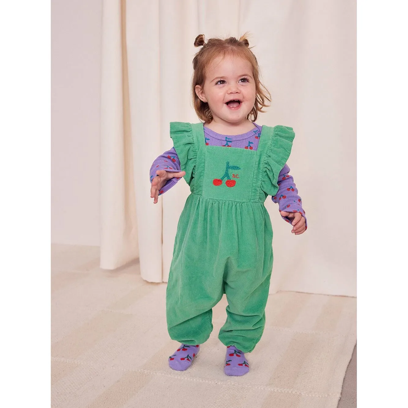 Baby Cherry Micro Corduroy Overall