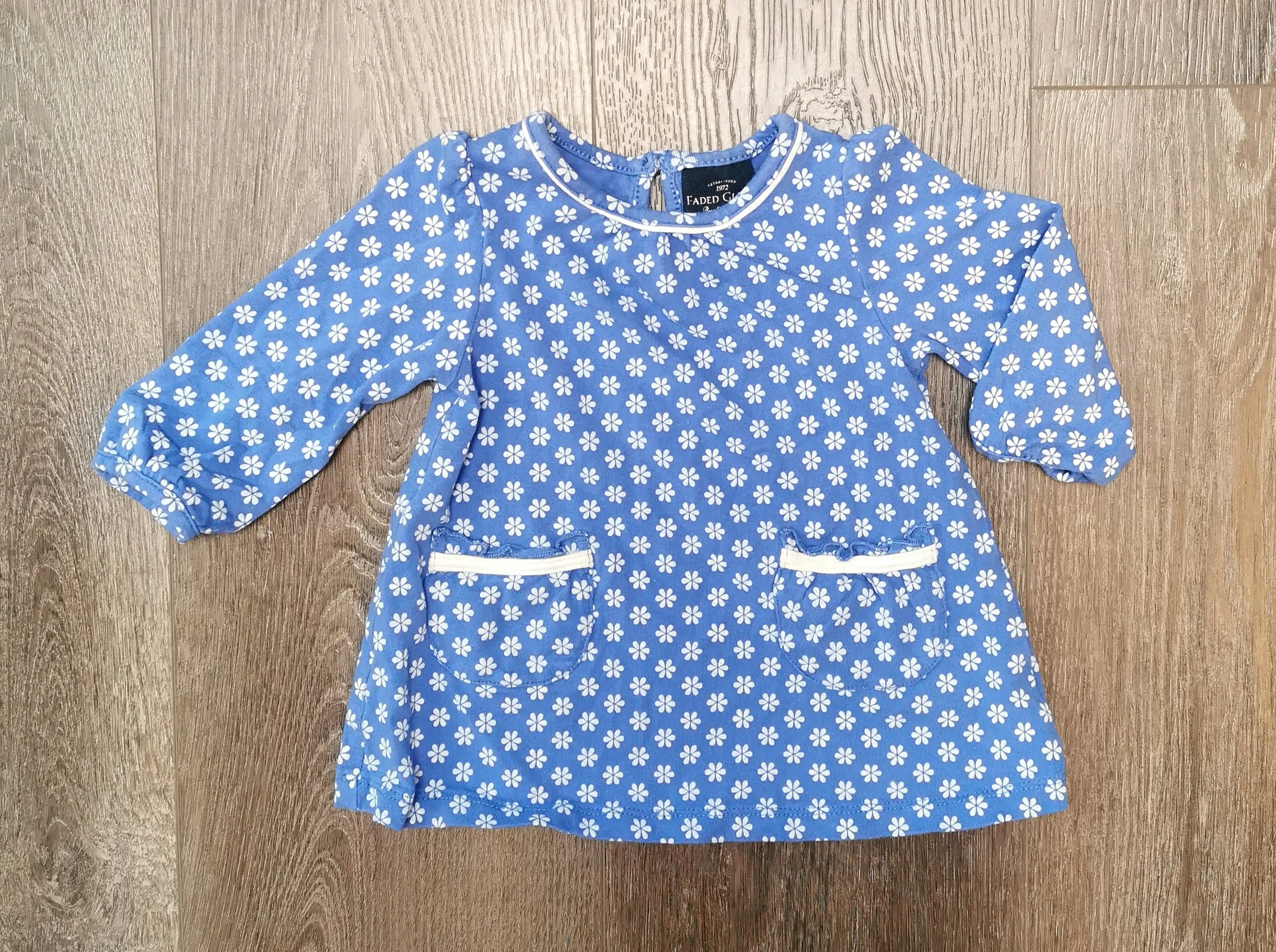 BABY GIRL SIZE 3/6 MONTHS - FADED GLORY, Soft Stretch Floral Dress EUC B32