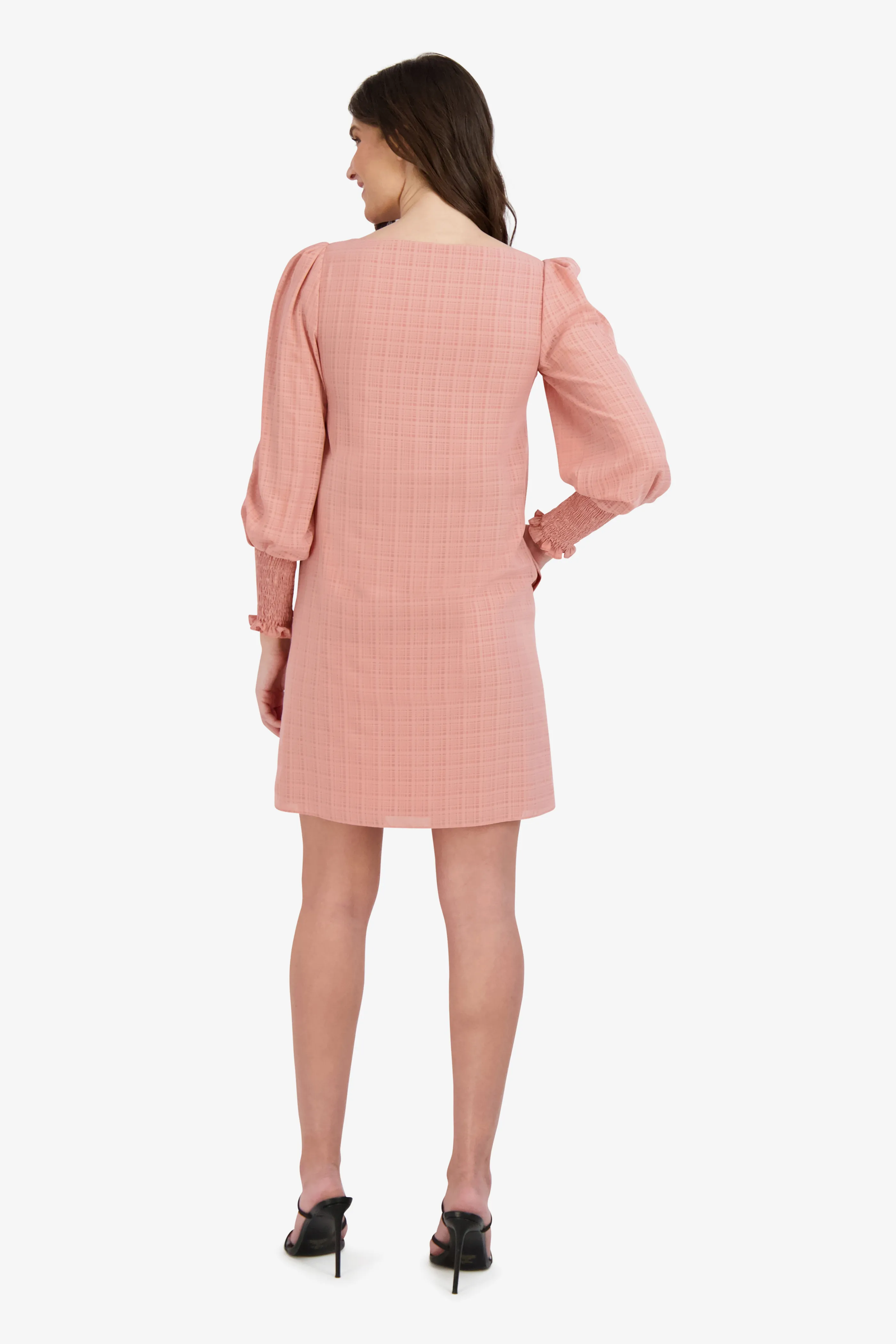 Balloon Sleeve Patterned Shirt Dress