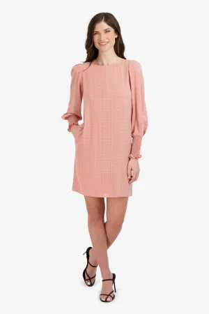 Balloon Sleeve Patterned Shirt Dress