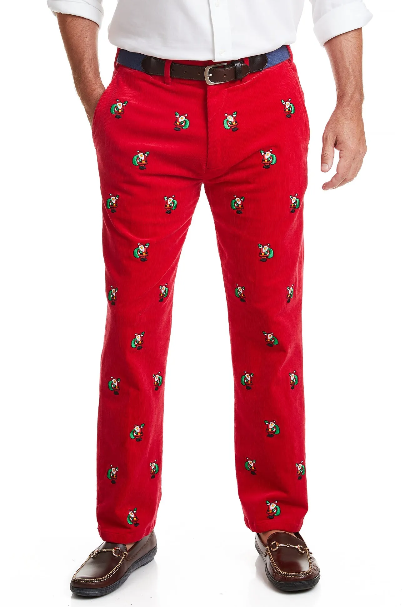 Beachcomber Corduroy Pant Crimson with Santa