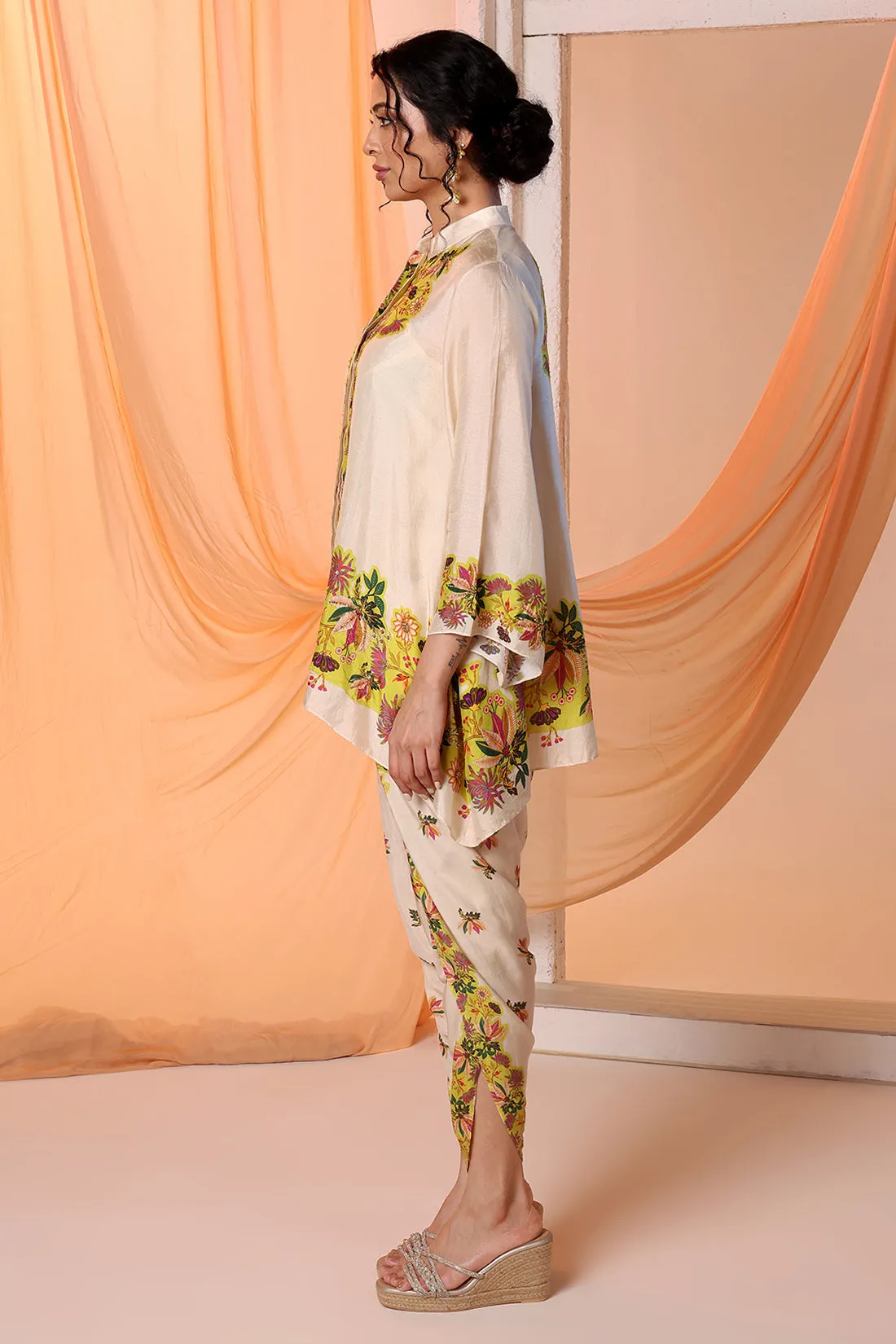 Beige aarani embellished dhoti and tunic