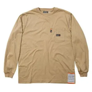 Berne 7 oz FR Khaki Crew Neck Long Sleeve T-Shirt FRK11KH