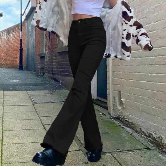 BerryBetty - Women's jeans woman high waist Flared Jeans Khaki Black Brown Pants Women's pants for women clothing trouser Jean women trousers