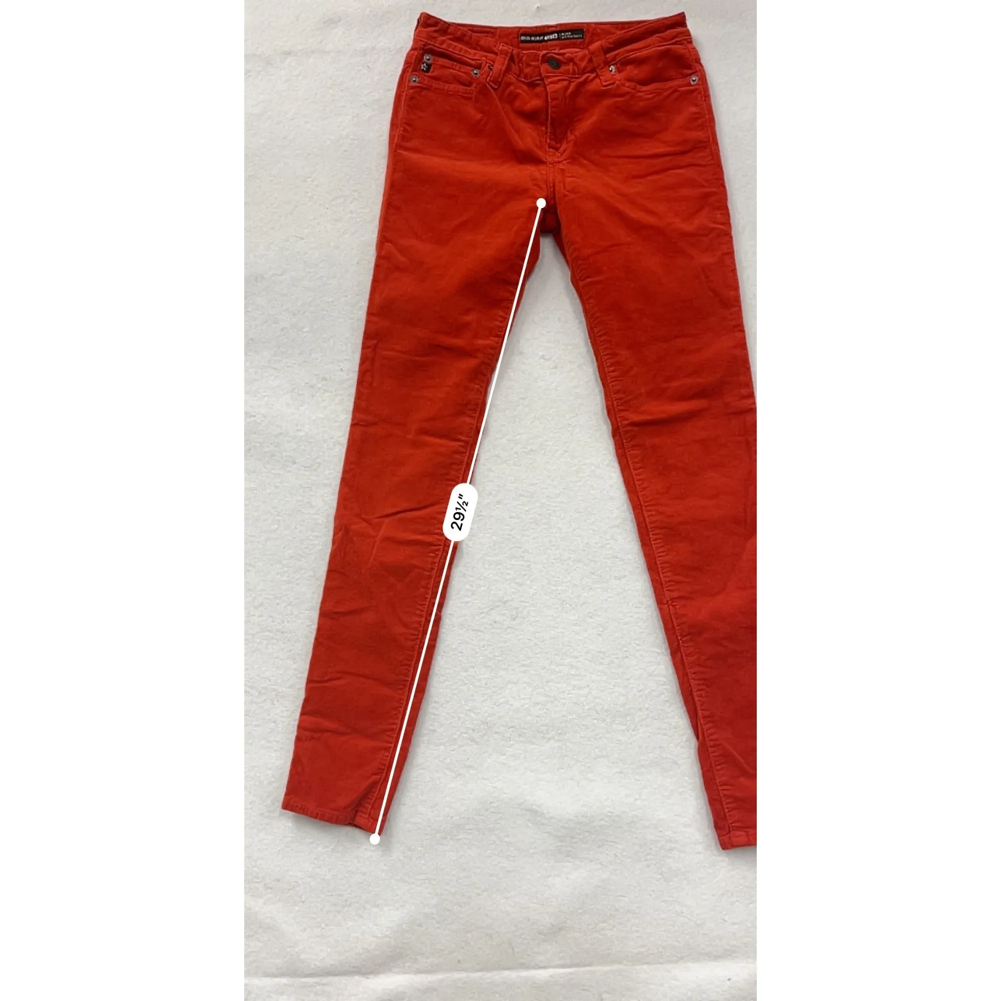 Big Star 1974 Womens Red Corduroy Mid Rise Skinny Pants Size 28 Cotton & Spandex #6851