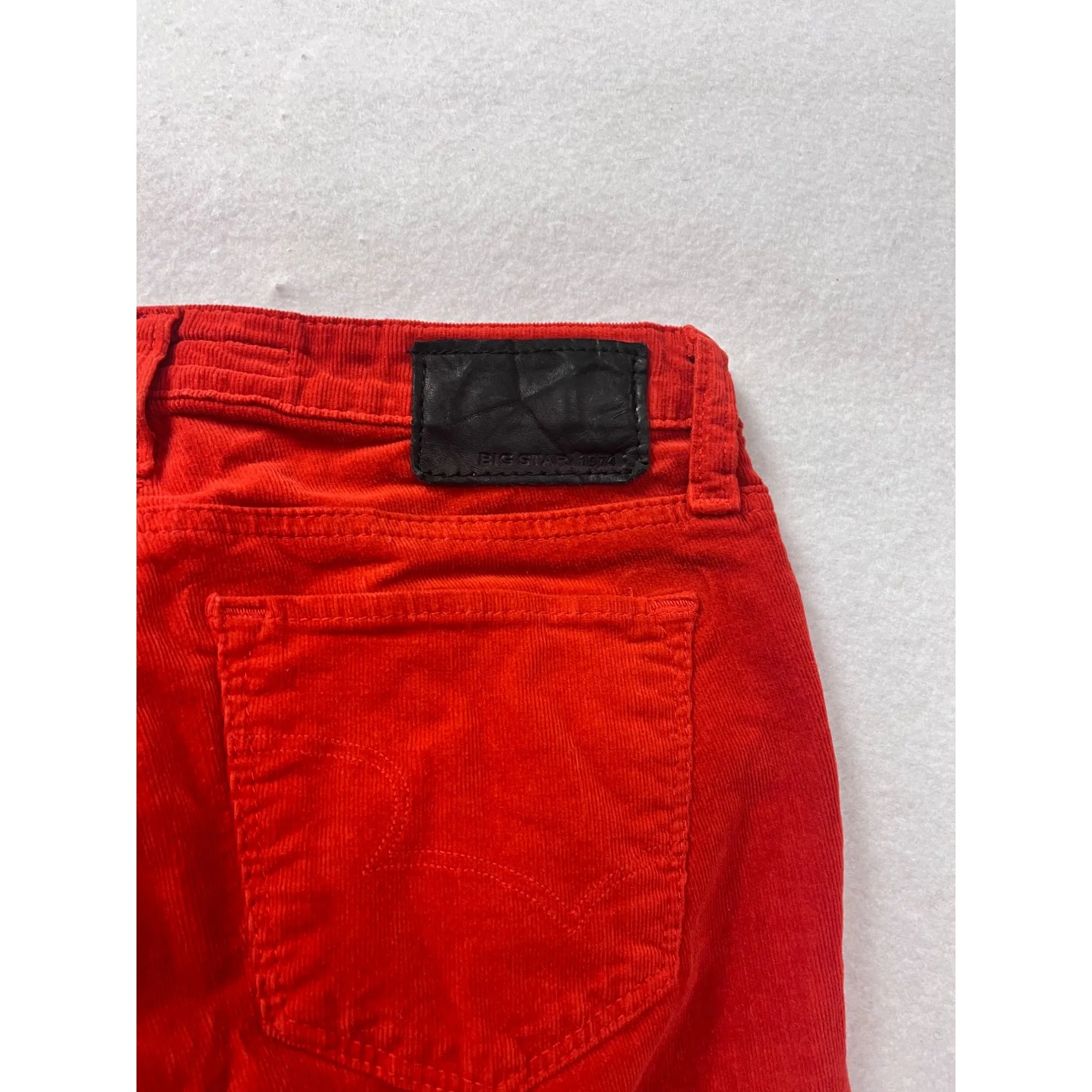 Big Star 1974 Womens Red Corduroy Mid Rise Skinny Pants Size 28 Cotton & Spandex #6851