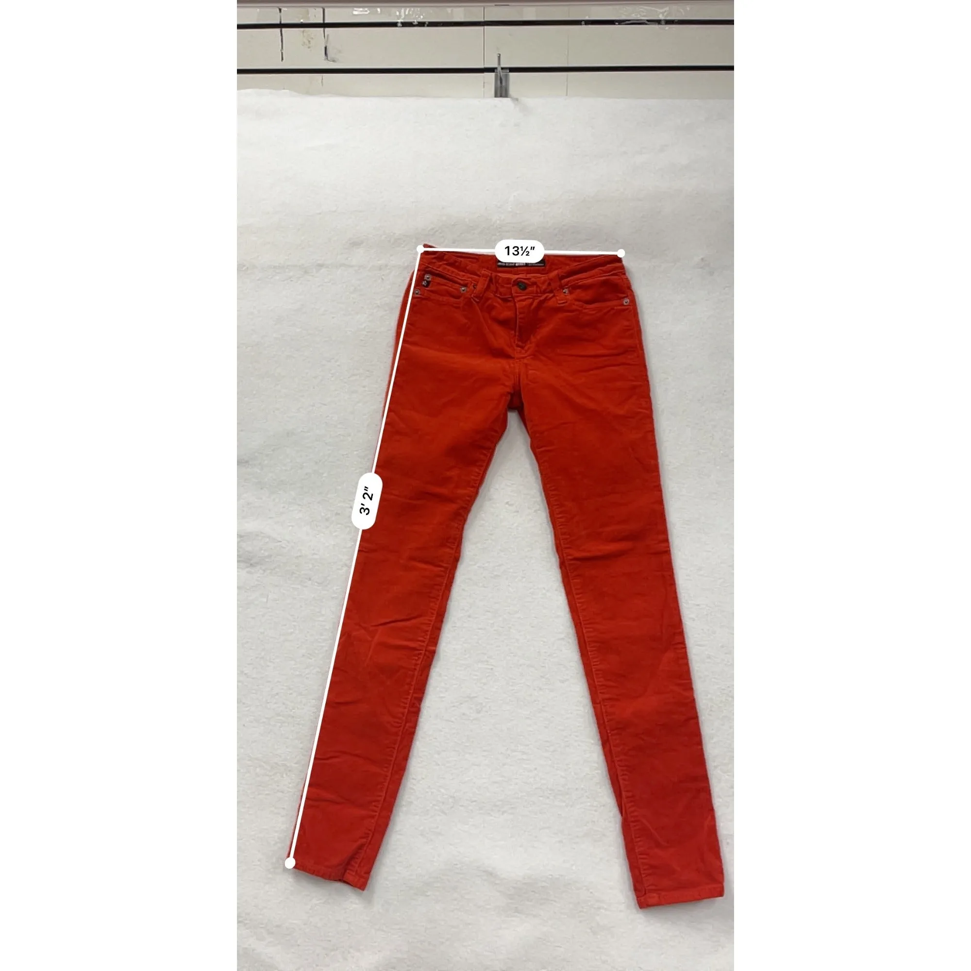 Big Star 1974 Womens Red Corduroy Mid Rise Skinny Pants Size 28 Cotton & Spandex #6851