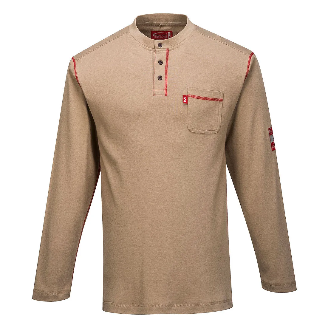 Bizflame FR Henley Shirt - Flame-Resistant Workwear for Safety & Comfort in High-Risk Environments, Available in Various Sizes
