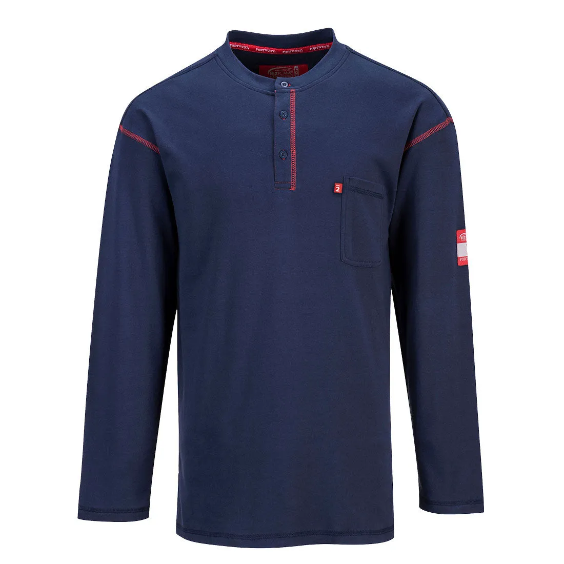 Bizflame FR Henley Shirt - Flame-Resistant Workwear for Safety & Comfort in High-Risk Environments, Available in Various Sizes