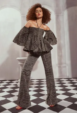 Black & white byzantine flared pants