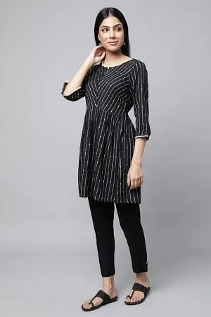 Black Dobby Short kurta & Trouser Set