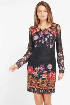 Black Floral Mesh Shift Dress