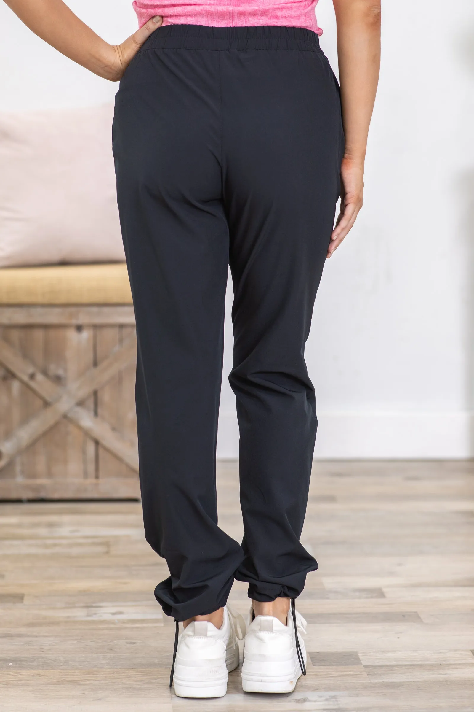 Black Joggers With Adjustable Hem