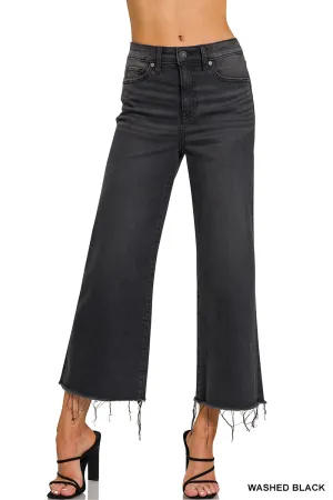 Black Washed Crop Jeans