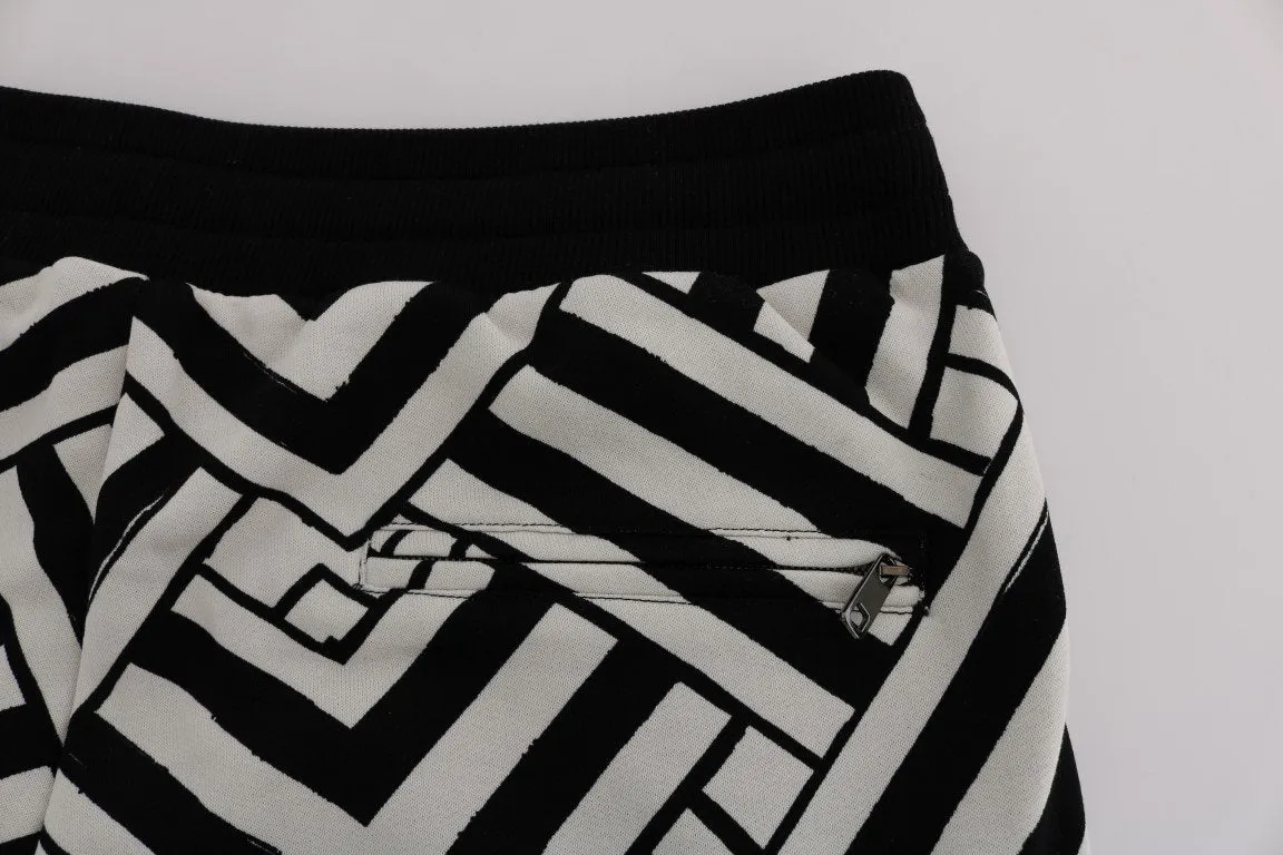Black White Cotton Sport Pants