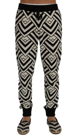 Black White Cotton Sport Pants