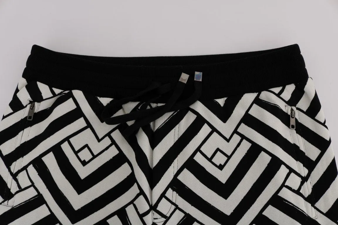 Black White Cotton Sport Pants