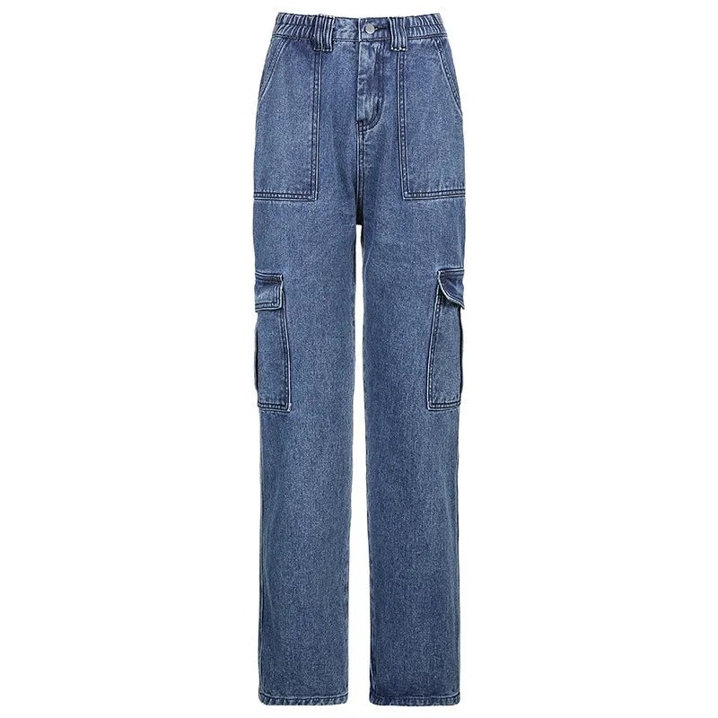 BLACK/WHITE/BLUE RETRO TOPSTITCH POCKET JEANS UB2476
